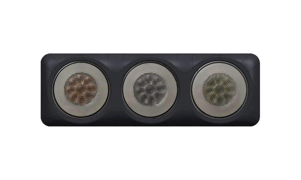 4 inch round triple LED combo lamp with stop, white Glow tail, indicator and reverse