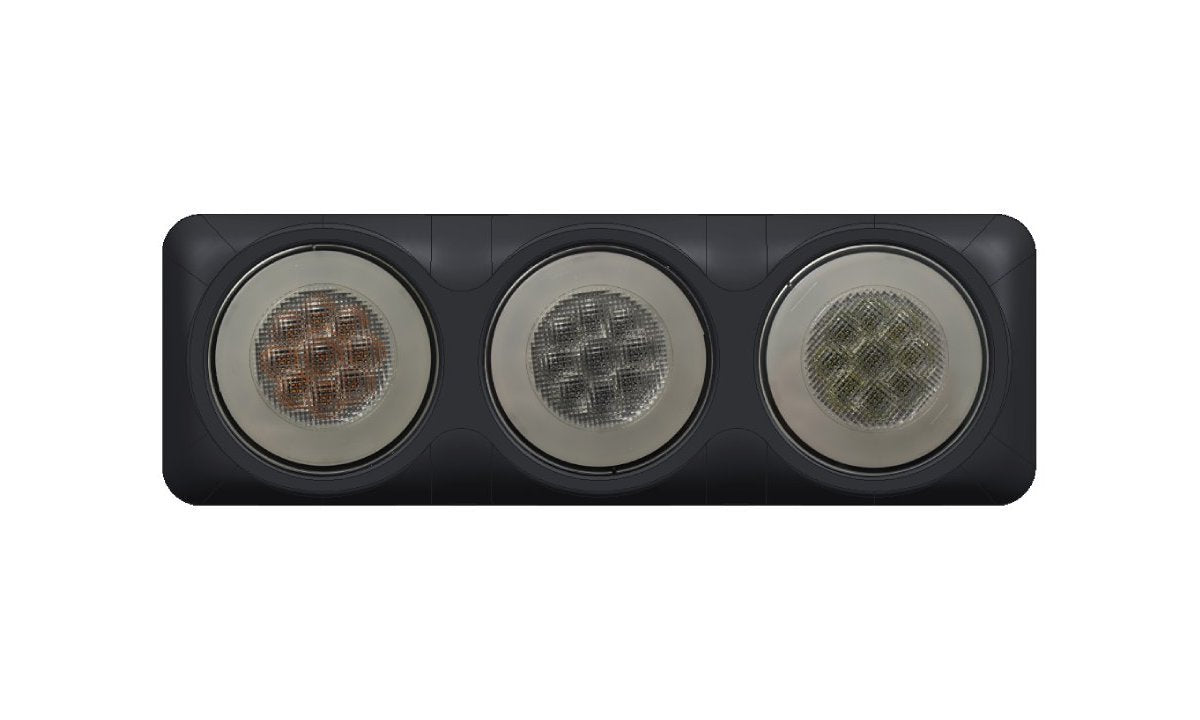 4 inch round triple LED combo lamp with stop, white Glow tail, indicator and reverse