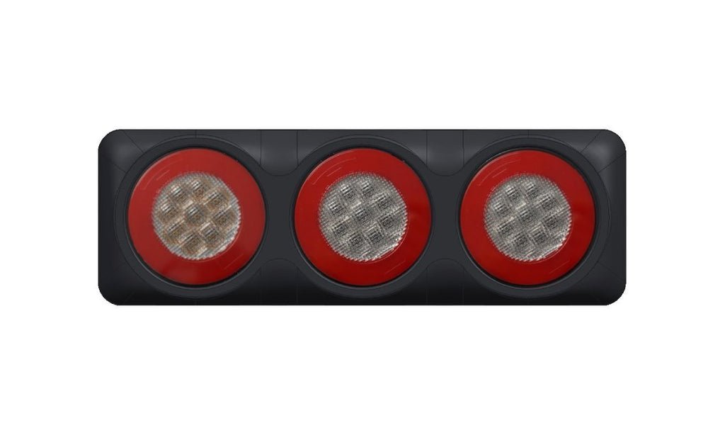 4 inch round triple LED combo lamp with stop, red Glow tail and indicator
