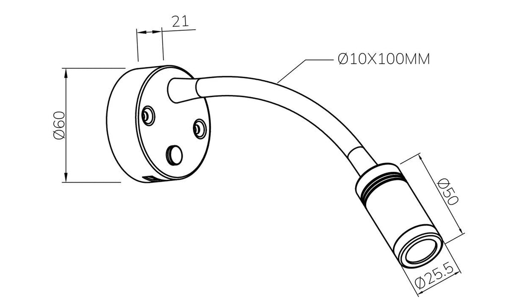 Chrome gooseneck LED reading light with night light mode and USB charging port