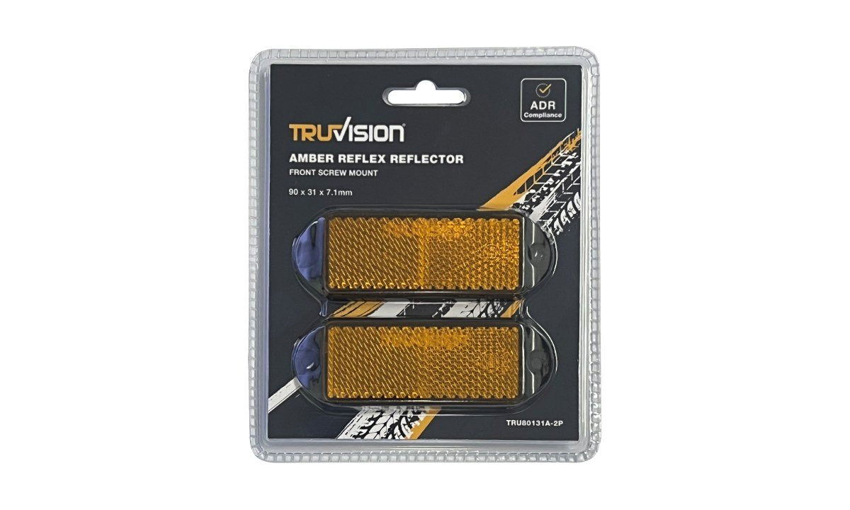 Amber reflex reflector, 90x31mm screw mount, 2 pack