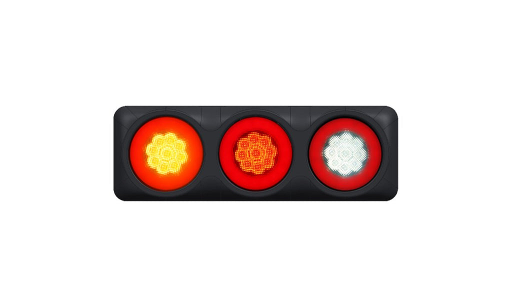 Tru Vision 4 Inch Round Triple Combo Stop/Tail/DI/Reverse White Glow