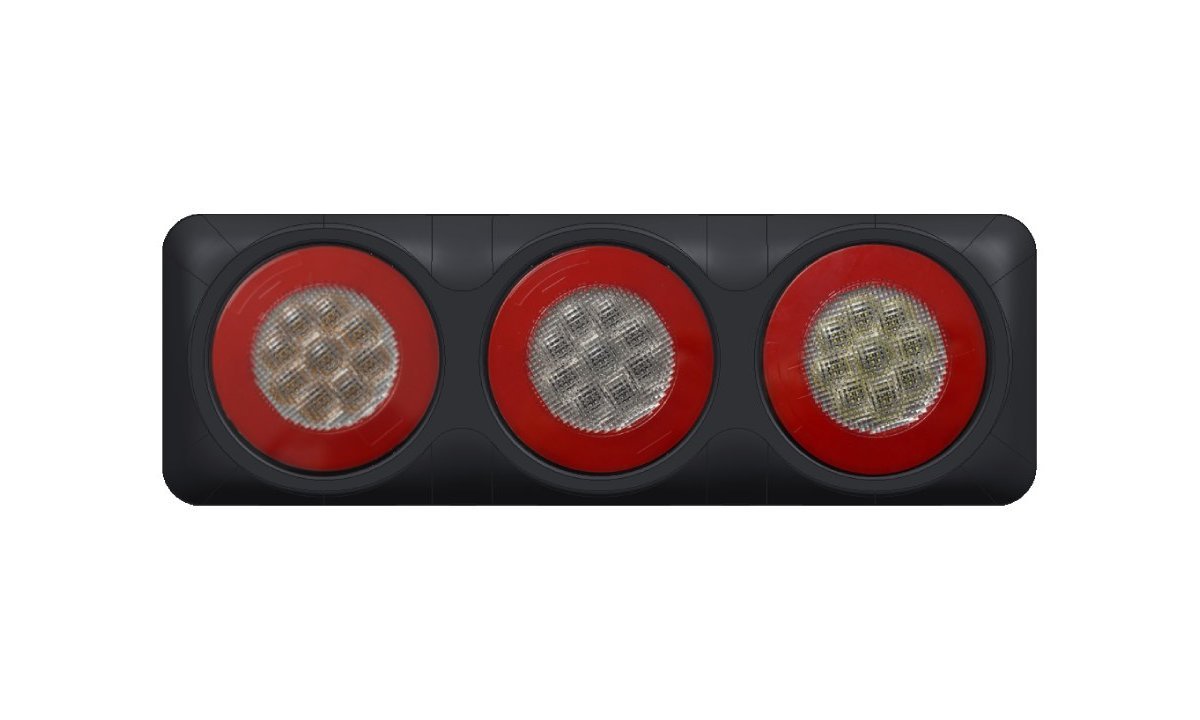 4 inch round triple LED combo lamp with stop, red Glow tail, indicator and reverse