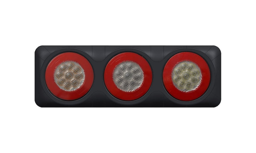Tru Vision 4" Round Triple Combo Stop/Glow Tail/DI/Reverse (Red)