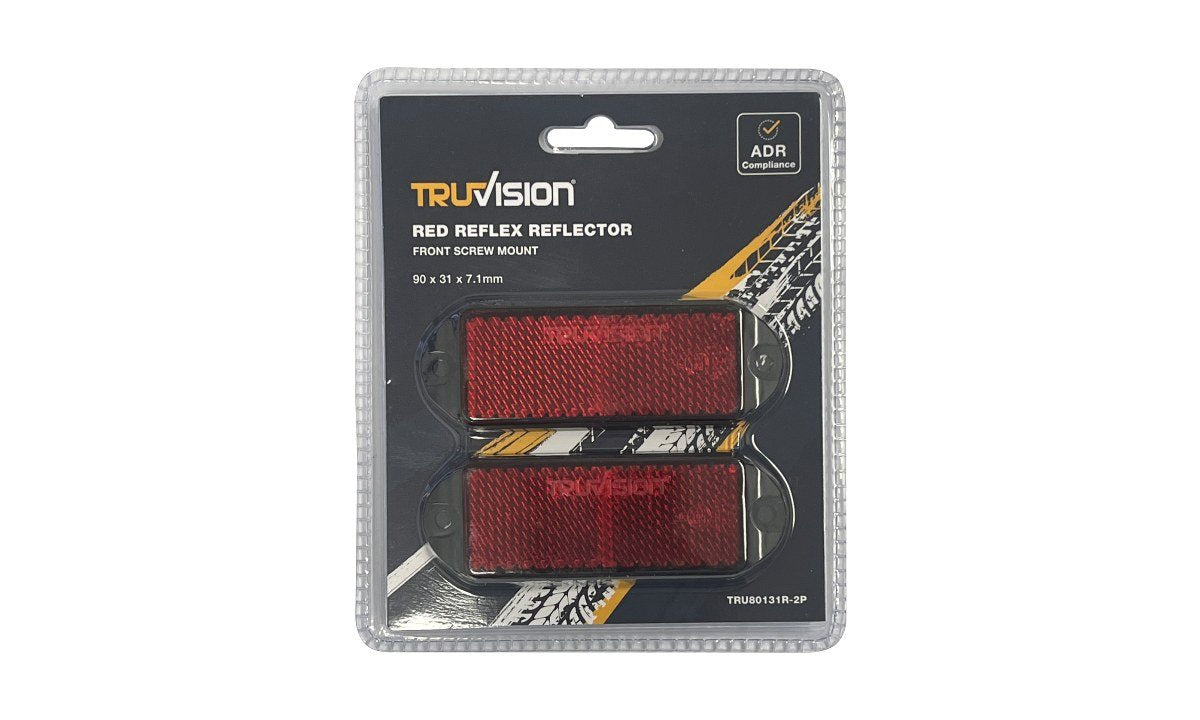 Red reflex reflector, 90x31mm screw mount, 2 pack