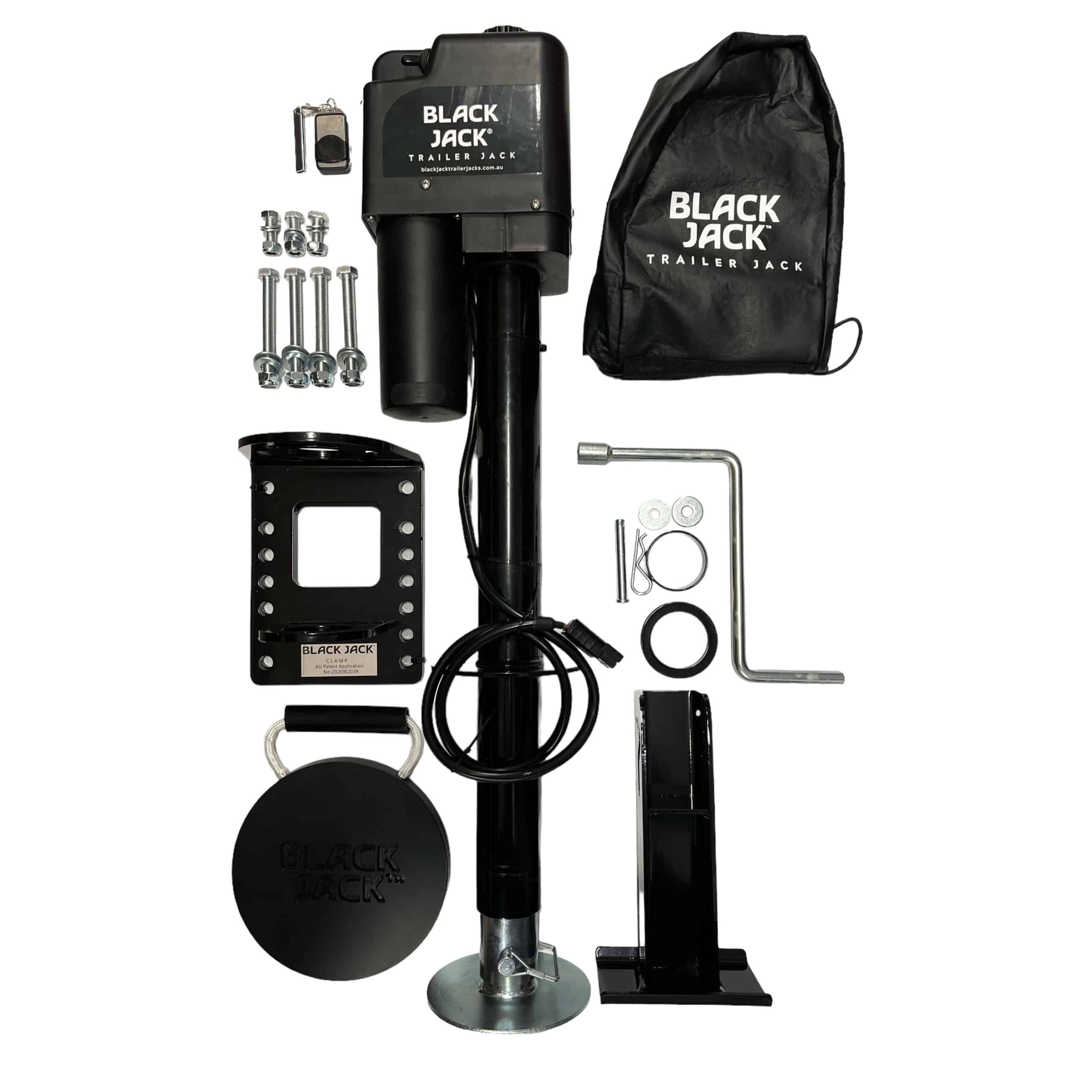 Black Jack Maxi 2000kg electric jockey wheel jack with remote control, caravan RV and trailer parts and accessories