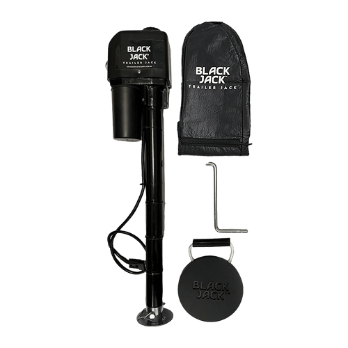 Black Jack Mini electric jockey wheel jack, caravan RV and trailer parts and accessories, 50mm clamp fitting