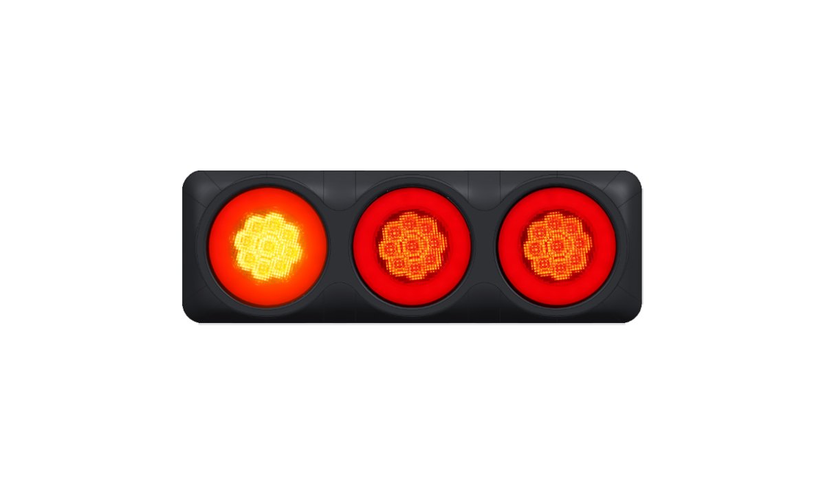 4 inch round triple LED combo lamp with stop, red Glow tail and indicator