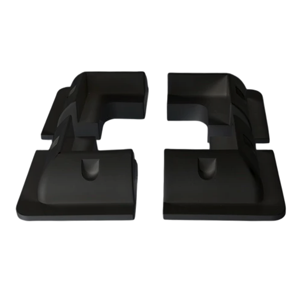 Exotronic black ABS plastic solar panel corner brackets, caravan RV and trailer parts and accessories
