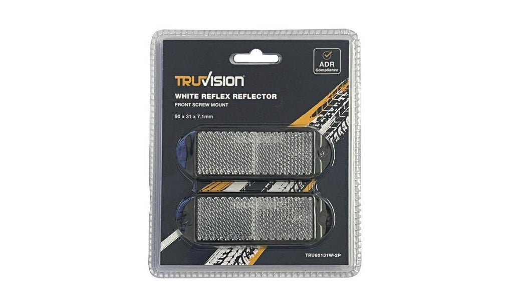 White reflex reflector, 90x31mm screw mount, 2 pack