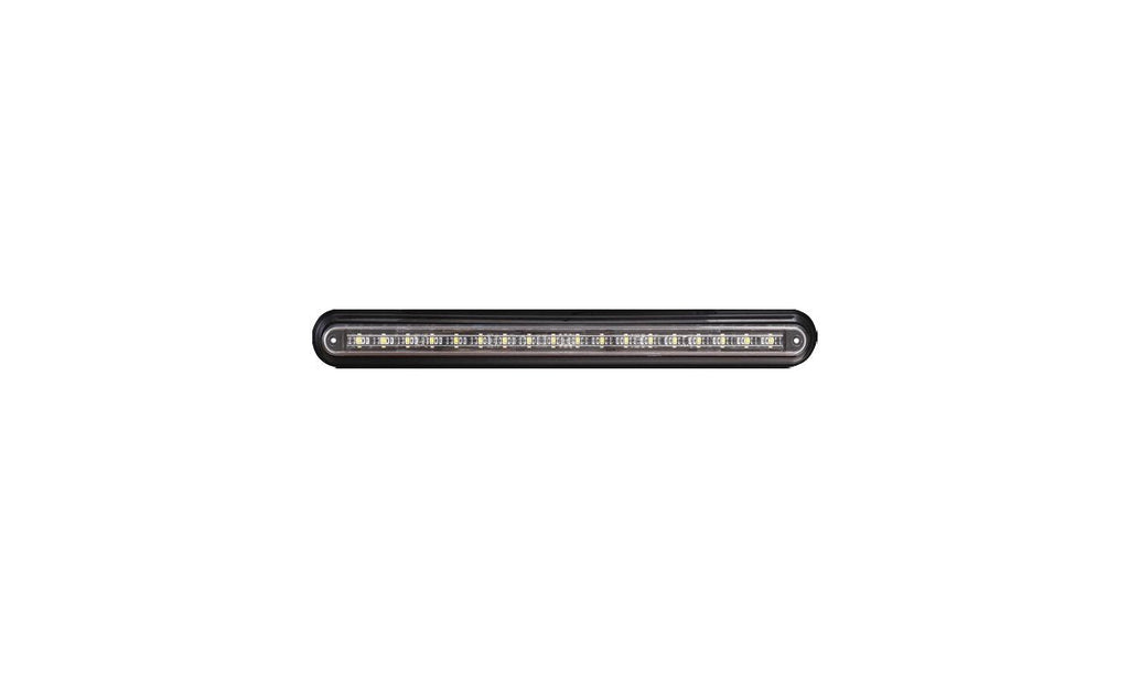 Slimline LED reverse lamp with black surface-mount bracket, 12V/24V