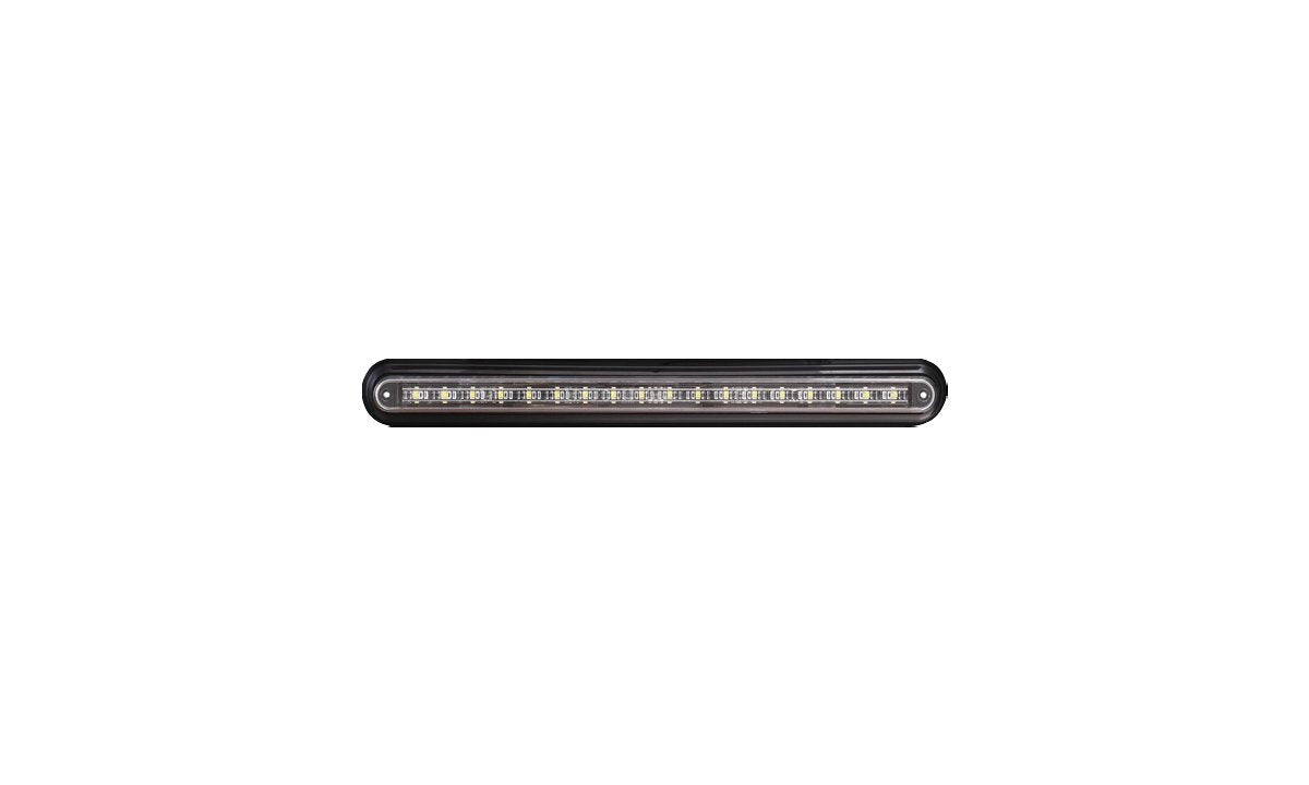 Slimline LED reverse lamp with black surface-mount bracket, 12V/24V