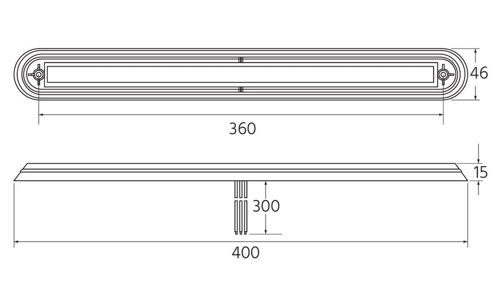 Slimline LED reverse lamp with black surface-mount bracket, 12V/24V