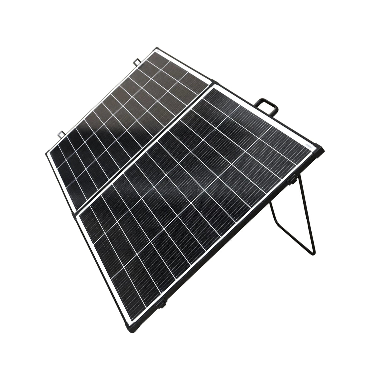 Exotronic 200W Fusion folding solar panel unfolded on kickstand